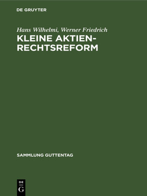 cover image of Kleine Aktienrechtsreform